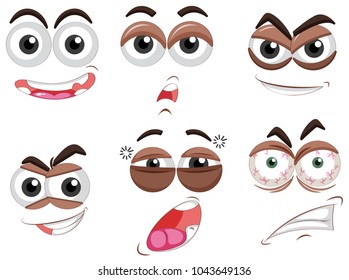 Six sets of eyes with different emotions illustration