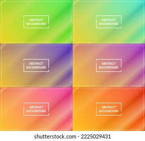 six sets of orange shinnig diagonal gradient abstract background with frame. simple, modern and color style. green, purple and pink. use for backdrop, wallpaper, card, cover, poster, banner or flyer
