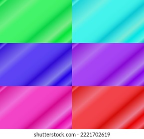 Six sets of shining diagonal gradient. abstract, modern and colorful style. green, blue, purple, pink and red. great for background, wallpaper, card, cover, poster, banner or flyer