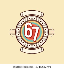 Seis siete o 67 tipografía de aspecto retro. Ilustración vectorial. EPS 10. 