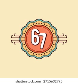 Seis siete o 67 tipografía de aspecto retro. Ilustración vectorial. EPS 10. 