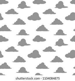 six shapes of grey cloud cartoon object seamless pattern on white background, vector illustrator