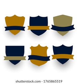 six shield or badges symbols with ribbons set