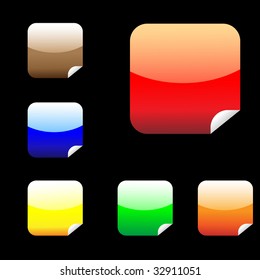 Six shiny square stickers