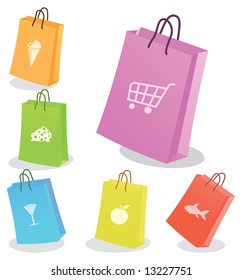 Six shopping bags. Vector illustration