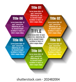 Six sided 3d hexagons presentation infographic template business statistic 