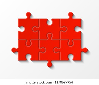 Six sided 3d puzzle presentation banner. Abstract puzzle infographic template with explanatory text field business statistics. Vector 6 pieces puzzles illustration. Section six compare service banner