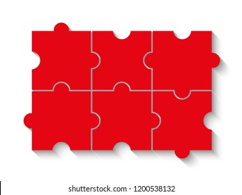Six sided 3d puzzle presentation banner. Abstract puzzle infographic template with explanatory text field business statistics. Vector 6 pieces puzzles illustration. Section six compare service banner