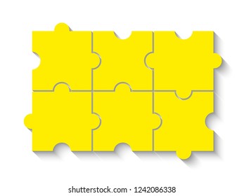 Six sided 3d puzzle presentation banner. Abstract puzzle infographic template with explanatory text field business statistics. Vector 6 pieces puzzles illustration. Section six compare service banner