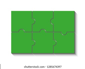 Six sided 3d puzzle presentation banner. Abstract puzzle infographic template with explanatory text field business statistics. Vector 6 pieces puzzles illustration. Section six compare service banner