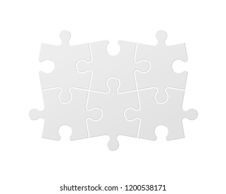 Six sided square puzzle presentation. Abstract puzzle infographic template explanatory text field for business statistics. Vector 6 pieces puzzles illustration. Section six compare service banner