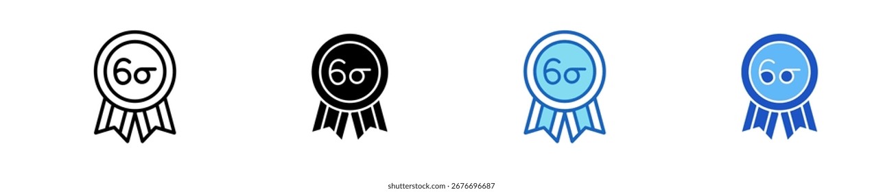 Six Sigma Badge Icon Set Multiple Style Collection