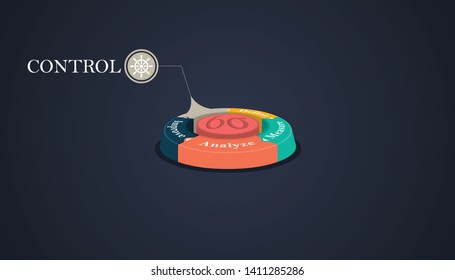 Six Sigma Flow Concept. Six Sigma Diagram Template, vector illustration concept with keywords and icons.