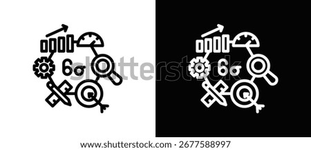 Six Sigma Icon In Black And White Filled Style