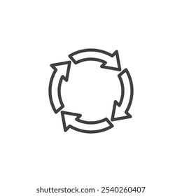 Six Sigma line icon. linear style sign for mobile concept and web design. Precision and efficiency outline vector icon. Four circular arrows symbol, logo illustration. Vector graphics