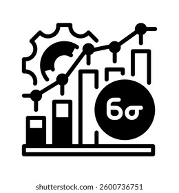 Six Sigma Line Icon, Outline Symbol for Process Optimization, Business Efficiency, Quality Management, Statistical Analysis, and Lean Manufacturing. Vector Sign Icon.