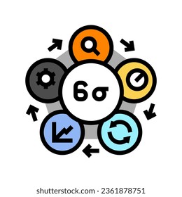 seis vector de icono de color de ingeniero de fabricación de sigma. seis signos de ingeniero de fabricación de sigma. ilustración de símbolo aislado
