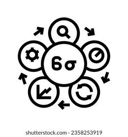 six sigma manufacturing engineer line icon vector. six sigma manufacturing engineer sign. isolated contour symbol black illustration