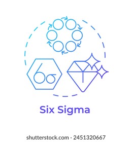 Six sigma methodology blue gradient concept icon. Data driven process. Product quality. Round shape line illustration. Abstract idea. Graphic design. Easy to use in infographic, article