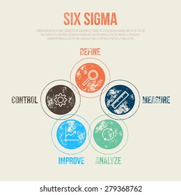 Six Sigma Project Management Diagram Template - Vector Illustration - Infographic Element