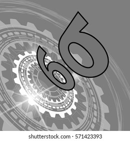 Six sigma strategy background. Grey scale industrial background with gear and title six sigma