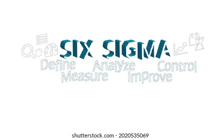six sigma vector abstract concept word design symbol cloud