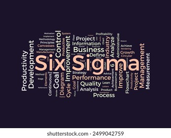 Seis Sigma Plantilla wordcloud. Concepto de negocio de fondo de Vector.