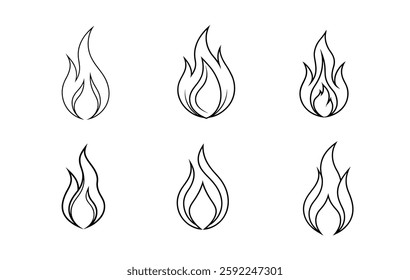  Six Simple Line Art Fire Icons for Design