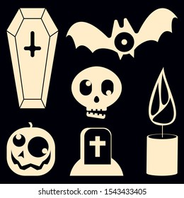 Six simple vector halloween icons for the holiday.