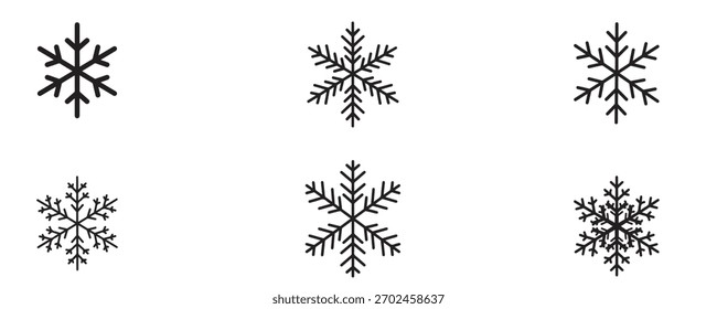 Seis ilustrações floco de neve uma coleção de projetos delicados e intrincados flocos de neve, perfeito para projetos e projetos temáticos de inverno