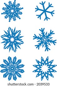 sechs Schneeflocken, skalierbar für jede Größe
