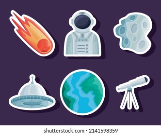 six space outer set icons