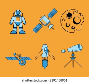 six space outer set icons