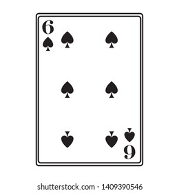 six of spades card icon cartoon black and white vector illustration graphic design