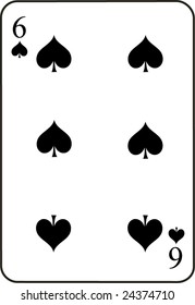 Six of Spades Vector Illustration