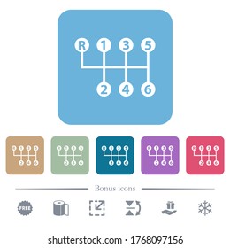 Seis velocidades cambian los iconos planos blancos en los fondos cuadrados redondeados de color. 6 iconos de bonificación incluidos
