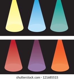 Six spotlights in various colors