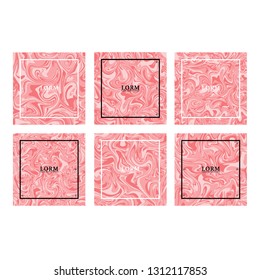 six square frame pink liquid marble texture