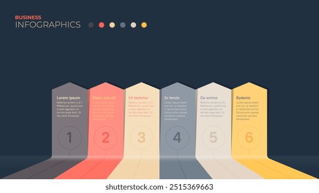 Six stages or options. Simple vector infographic template for a presentation or report