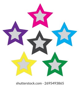 Diseño de icono de seis estrellas con colores