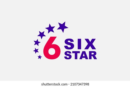 seis estrellas con el concepto de diseño de logotipo numérico, utilizable para el logotipo de aniversario, empresa, etc