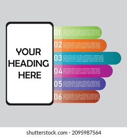 six step announcement infographic, can be use for outlines, business and education purpose