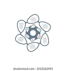 six step briefing template. geometric infographic template. magazine, internet, web, business, annual report infographic template