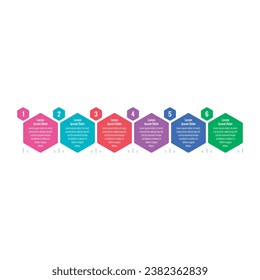 plantilla de información de seis pasos. plantilla de infografía de hexágono. plantilla de infografía de informes anuales de negocios, web, revista, internet