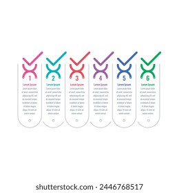 six step briefing template. Infographic template for industry, business, energy, technology, science. infographic template with check sign. annual report, informational template for magazine