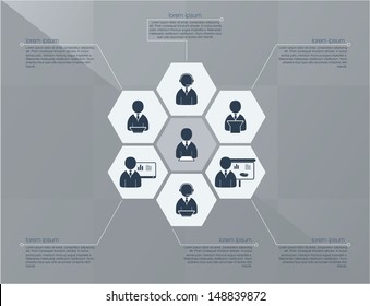 Six step business concept. Flat design in editable vector format