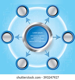 Six step cycle arrows diagram, Vector illustration