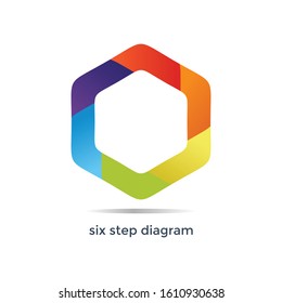 six step diagram vector template