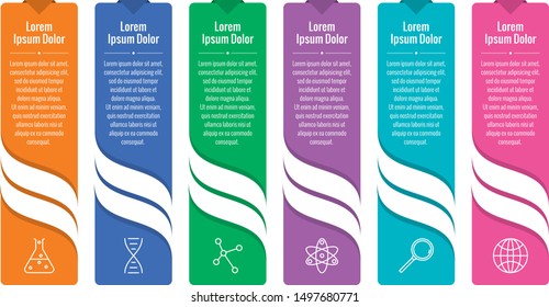 six step information card. scientific infographic template