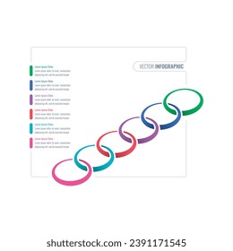 plantilla informativa de seis pasos. plantilla infográfica de anillos coloridos. revista, business, informe anual, Internet, web, plantilla de infografía sobre educación